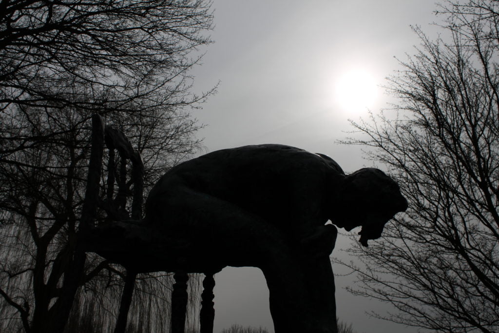 Bronzen beeld in Woerden